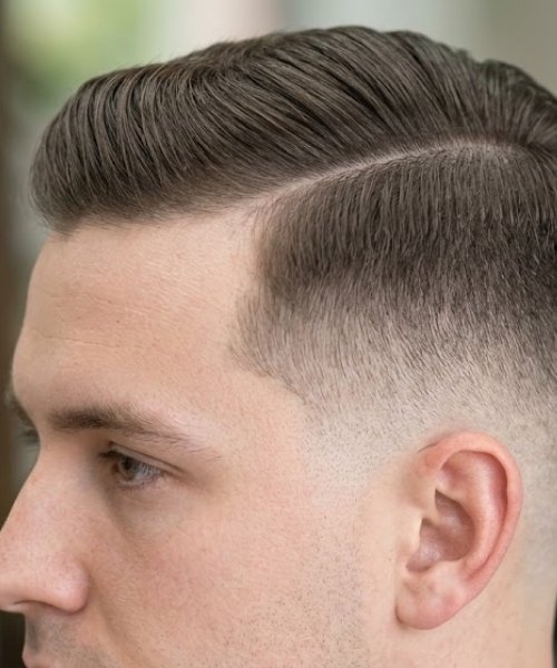 Mid Taper Fade Side Part