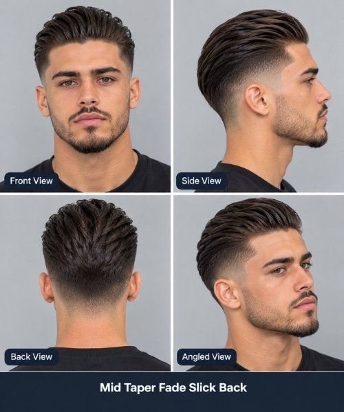Mid Taper Fade Slick Back