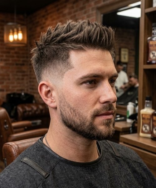 Mid Taper Fade Spiky Hair