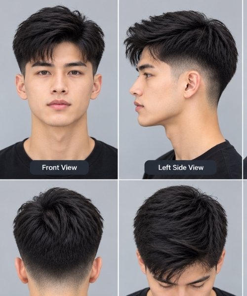 Mid Taper Fade Straight Hair