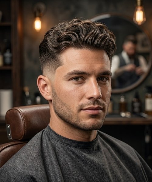 Mid Taper Fade Wavy Hair