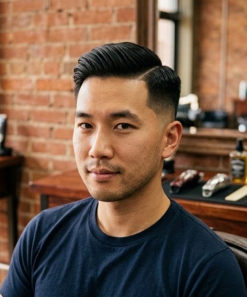 Mid Taper Fade for Asian Straight Hair
