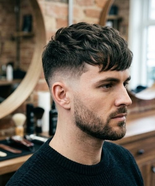 Mid Taper Fade with Textured Fringe