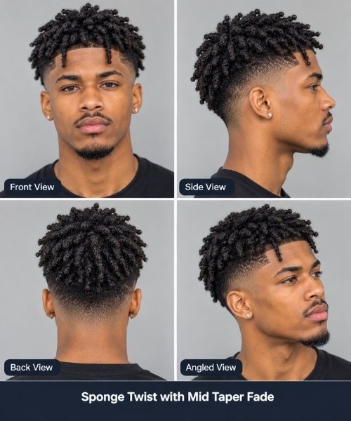 Sponge Twist with Mid Taper Fade