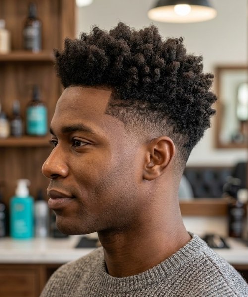 _Textured Afro Mid Taper Fade