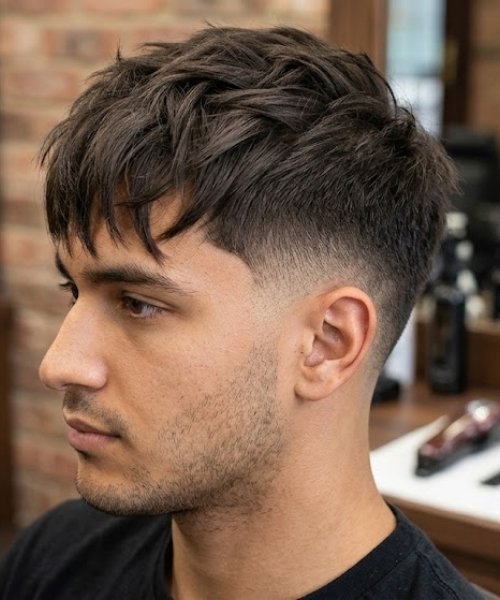 _Textured Fringe Mid-Taper Fade Straight Hair